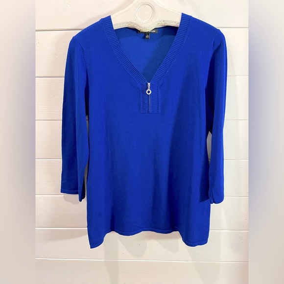 💙 CABLE & GAUGE – Zip Neck Knit Top – Size XL - Picture 1 of 9